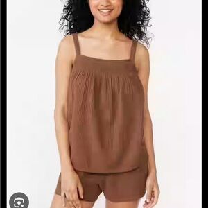 🥑Joyspun Smocked Cami & Shorts Set | Cotton Gauze Small | Y2K Loungecore